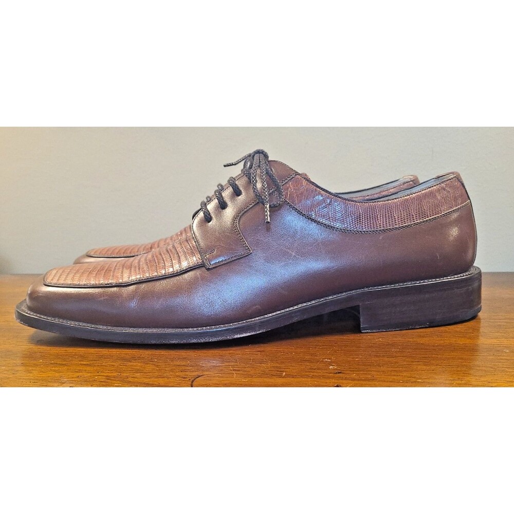 Disenado For Julio Blanco BROWN LIZARD & LEATHER LACE Dress Shoes Size 12 M 7880
